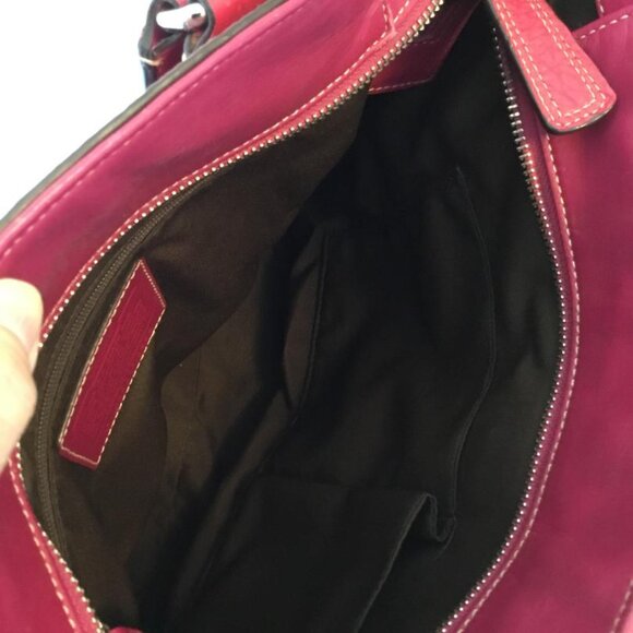 Coach Hampton Handbag Pebbled Leather Turnlock Tote Bag Pink/Magenta F13959 - Picture 12 of 12